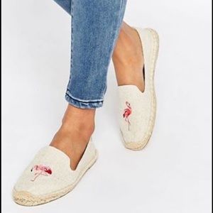 Soludos white flamingo flats